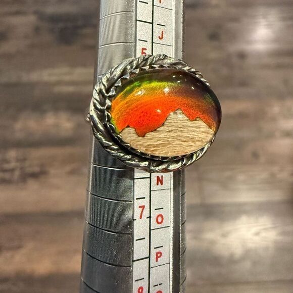 Unique Aurora Opal Ring Northern Lights Sterling Silver Unisex New - Picture 1 of 9